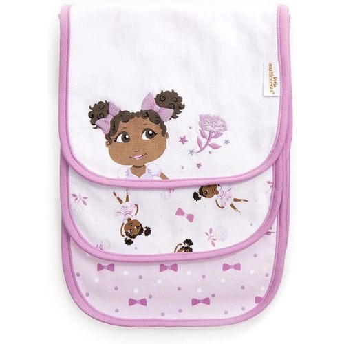 Burp Cloths 3 Pack Soft Knitted Jersey, Ballerina Theme (Zhara) Newborn & up, Pink