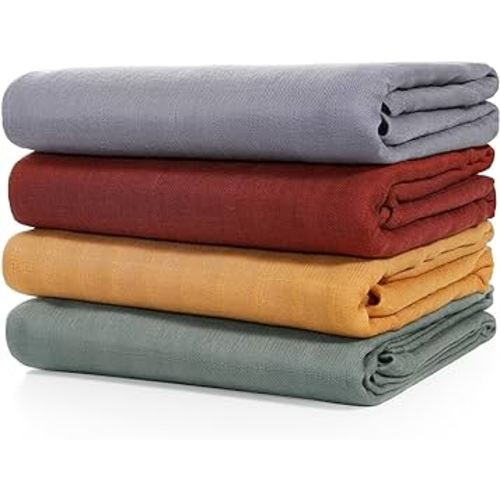 Muslin Swaddle Blankets, Large Receiving Blankets for Boys and Girls, 4-Pack Soft and Breathable Swaddle Wrap for Newborn, 47 x 47 inches (Sunset Series)