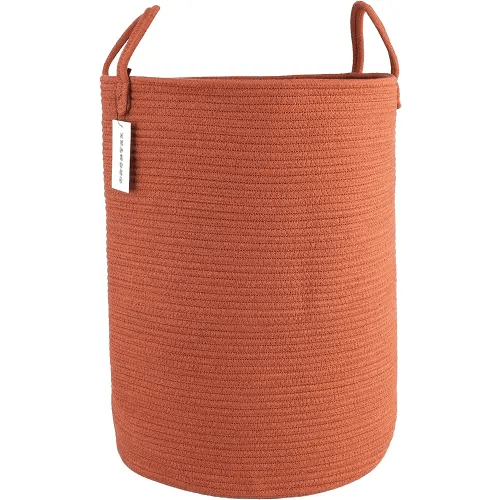 Cotton Rope Laundry Basket Hamper for Clothes Woven Storage Basket for Living Room Bedroom Boho Tall Rope Baskets for Blanket Toys Pillow Towels Baby Nursery Hamper Bin Large rustic