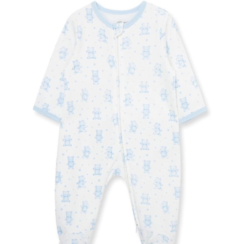 Little Me Baby Boy Clothes 2-Piece Baby Sleeper and Cap Set, 100% Cotton Footies Baby Essentials, Preemie to 9 Months