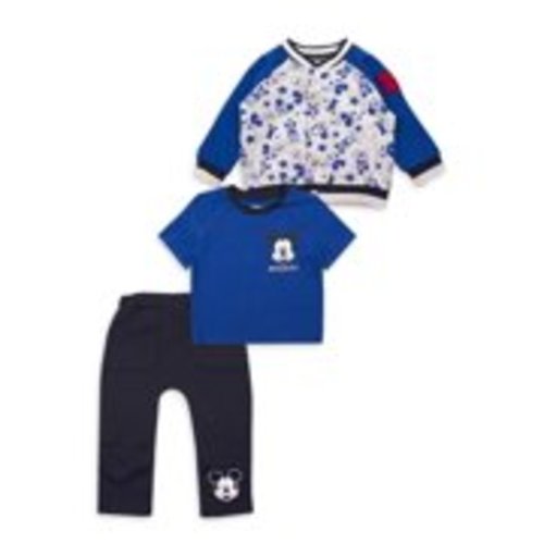 Mickey Mouse Baby Boy Microfleece Jacket, Short Sleeve T-Shirt & Pants, 3pc Outfit Set