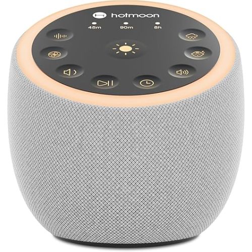 Hotmoon Sound Machine for Sleep, Cocoon 2 White Noise Sound Machine with 40 Non-Looping Sounds, Dual-Speaker & Timer, 8 Night Light, Pink Brown Green Noise for Sleeping Adults, Office Privacy, Plug-in
