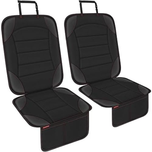 Sinvitron Car Seat Protector for Child Car Seat,Car Seat Mat for Leather Seats,Non-Slip Backing, 2 Mesh Pockets,Waterproof Seat Covers for Cars, Vehicles,Baby (2-Pack)