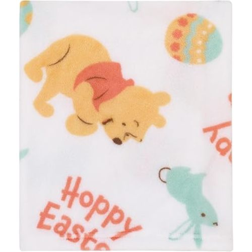 NoJo Disney Winnie The Pooh Aqua, Tan, Red, and White Hoppy Easter Super Soft Plush Baby Blanket