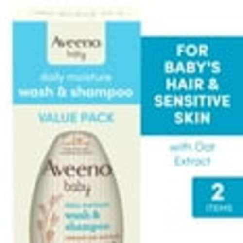 Aveeno Baby Daily Moisture Wash & Shampoo, Oat Extract, 2 x 12 fl. oz