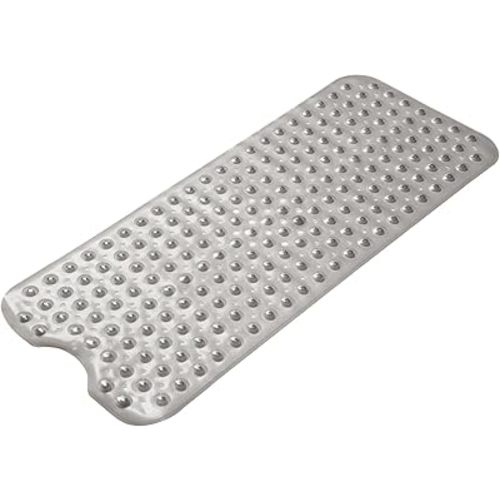 AmazerBath Bath Tub Mat, 40 x 16 Inches Non-Slip Shower Mats with Suction Cups and Drain Holes, Bathtub Mats Shower Stall Mats Machine Washable, Clear Gray