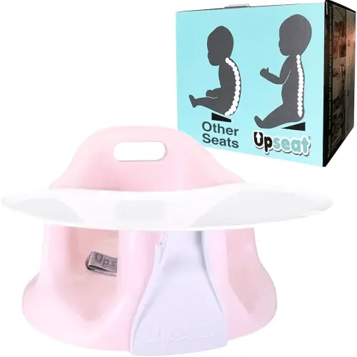 Upseat Baby Floor Seat Booster Chair for Sitting Up with Removable Tray for Meals and Playtime, Developed with Physical Therapists for Safe and Healthy Hip Development and Posture (Pink)