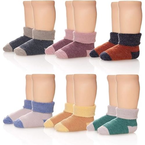 Eocom 6 Pairs Children's Winter Thick Warm Wool Socks Soft Kids Toddler Baby Girls Boy Thermal Crew Socks