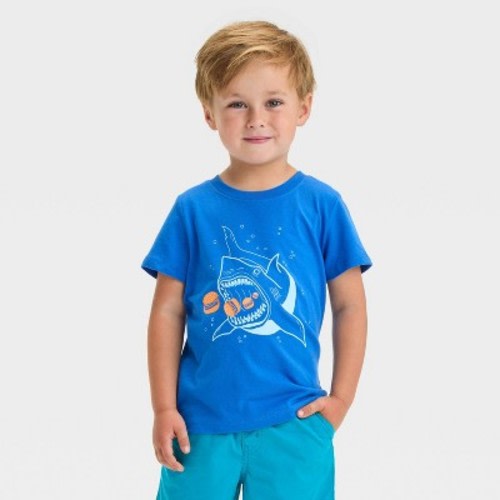 Toddler Boys' Shark Hamburger Short Sleeve Graphic T-Shirt - Cat & Jack™ Blue 12M