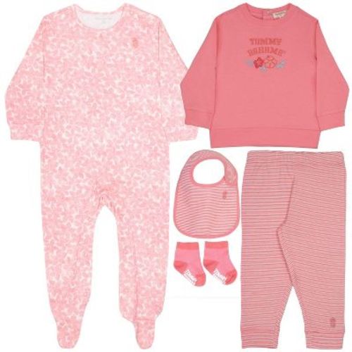 Tommy Bahama Baby Girls’ 5-Piece Layette Set with Footsie, Shirt, Pants, Bib & Socks - Pink, 0/3M