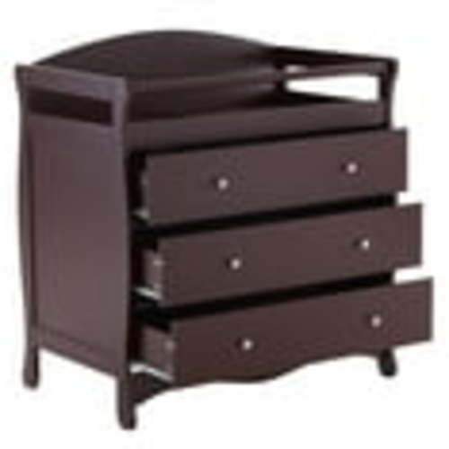 Sesslife Infant Changing Station with 3 Drawers, Baby Dresser With Changing Table Top for Nursery, Easy Assembly (Brown)