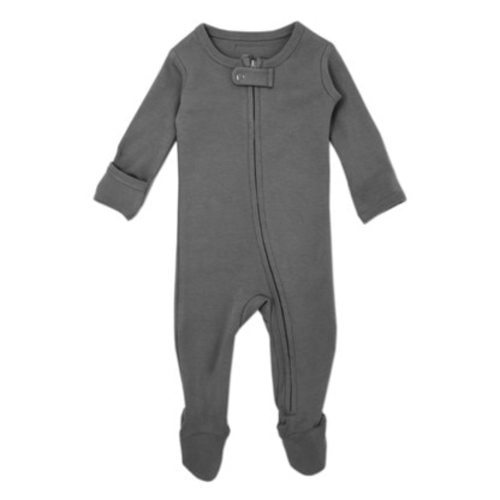 Organic Zipper Footed Romper, Dark Grey, Size: 3 - 6 mo.
