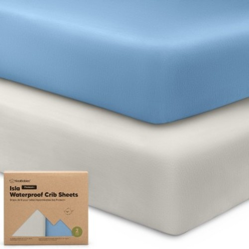 KeaBabies Isla Waterproof Crib Sheets for Boys, Girls, 2pk Baby Fitted Crib Sheet, Waterproof Crib Mattress Protector Sheets, Color: Slate