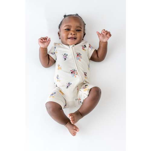 Kyte Baby Zipper Shortall Romper in Mickey Mouse and Friends - Mickey Mouse and Friends / 6-12 Months