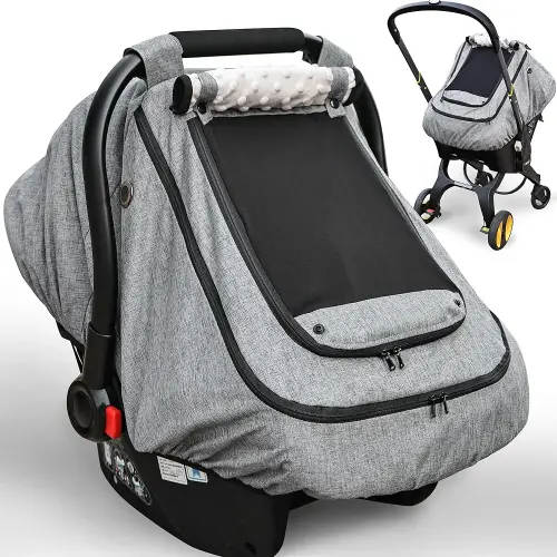 Waterproof Baby Car Seat Cover,YVMVDV Patented Cold Weather Carseat Cover for Babies,Infant Car Seat Cover Canopy for Boy Girls,Windproof Car Seat Canopy for Boys & Girls, Keeps Babies Warm