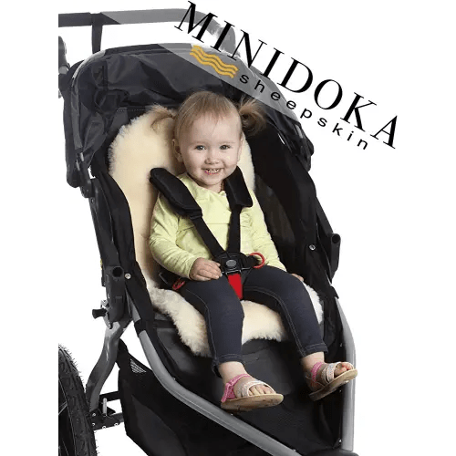 Desert Breeze Distributing Sheepskin Stroller Liner Insert - Stroller Mat for Seat Support - Baby Sheepskin Rug for Pushchair - Silky Soft Baby Cooling Mat for Travel in Summer or Winter Season