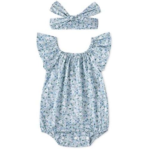 Simplee kids Baby Girls Summer Romper Onesie Infant Newborn Floral Ruffled Sleeveless Bodysuit