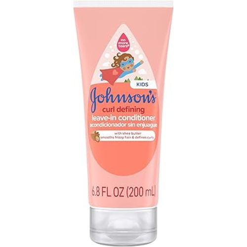 Johnson's Kids' Curl Defining Leave-In Conditioner with Shea Butter, Smooths Frizz & Defines Waves & Curls for 24 Hours, Hypoallergenic, 6.8 fl. oz