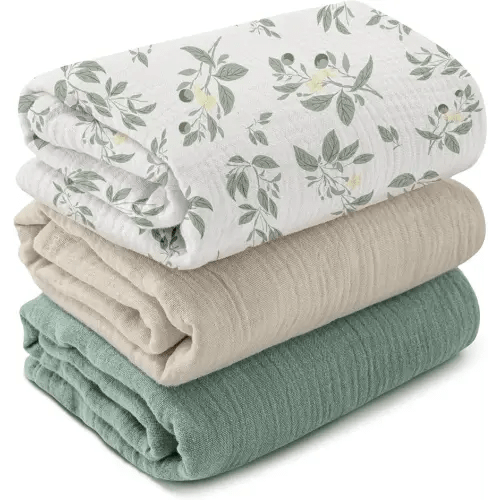 GLLQUEN BABY Muslin Swaddle Blankets,3-Pack Receiving Blanket for Newborn Boys and Girls,Baby Swaddle Blanket Unisex,Osmanthus Fragrance,Baby Essentials, Registry & Gift, 40 x 38 inches