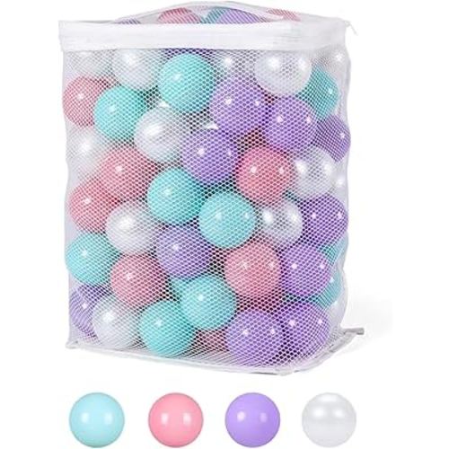 STARBOLO 100pcs Ball Pit Balls for Toddlers, BPA Free Crush-Proof Plastic Ball, Children's Toy Balls Pool Water Toys, Macaron Pit Balls with Storage Bag, 4 Pastel Colors
