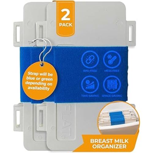 Priver - Single Strap Freeze Flat Breast Milk Storage Organizer, 2-Pack - Breastfeeding Essential Accessory, Space-Saving Breast Milk Freezer Storage Organizer - Baby Essentials, Newborn Must-Haves