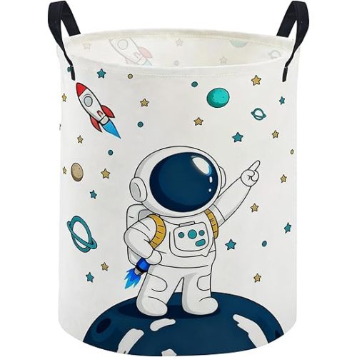 Essme Kids Laundry Basket,Space Hamper Collapsible Canvas Waterproof Storage Bin foBoys, Cute Hamper,Gift Baskets(Astronaut)