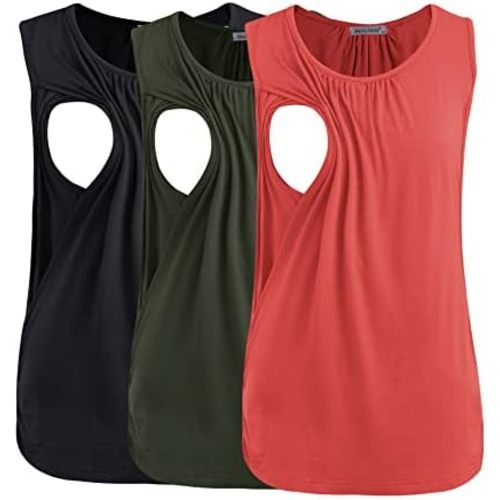 Smallshow Women's Maternity Nursing Tank Tops Breastfeeding Clothes 3-Pack