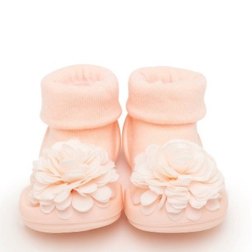 Komuello Baby Girl First Walk Sock Shoes Corsage Pink, Size: 6-12m