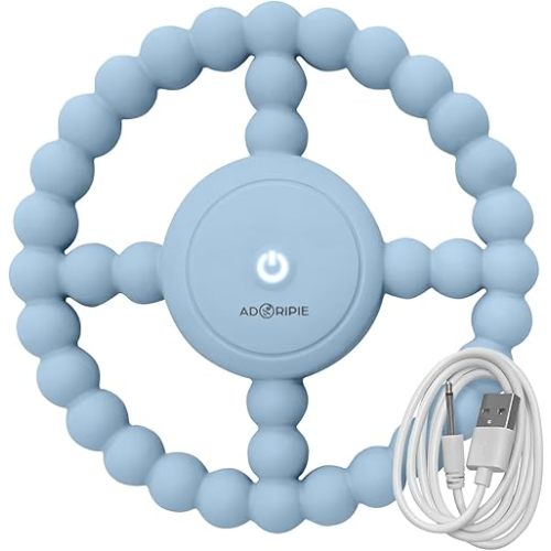 Teething Rings - Baby Teether Toys for Babies 6-18 Months - Vibrating Silicone Baby Chew Toys - Safe Teethers for Soothing Sore Gums - Support Speech- Waterproof Baby Teething Toys for Boys and Girls