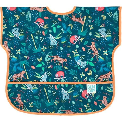 Bumkins Bibs, Baby and Toddler Bibs, Bibs for Girls and Boys, Large for 1-3 Years, Short Sleeve Waterproof Bib for Kids - C5 Jungle