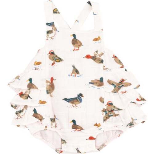 Ruffle Sunsuit, Ducks Pink
