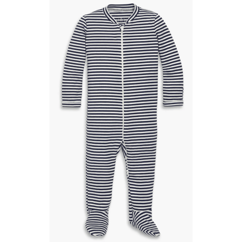 Primary Baby Organic Zip Footie In Stripe