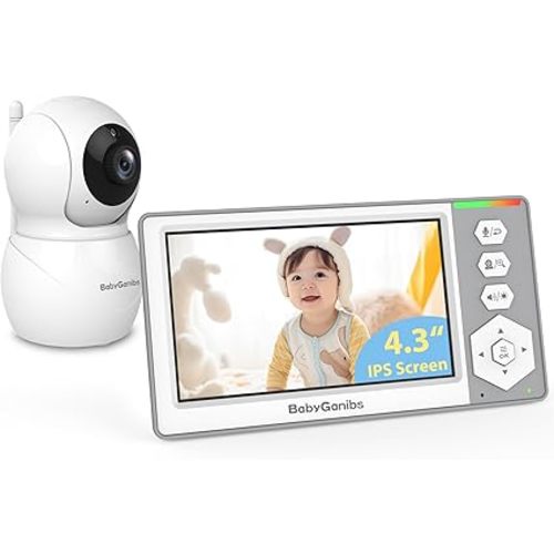 Baby Monitor with Camera and Audio, 4.3'' Video Baby Monitor with 1000ft Long Range and 30-Hour Battery, Baby Monitor No WiFi, Remote Pan-Tilt-Zoom, Night Vision, ECO Mode, 2-Way Talk