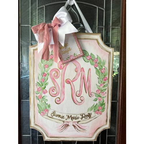 Baby initial vines door hanger