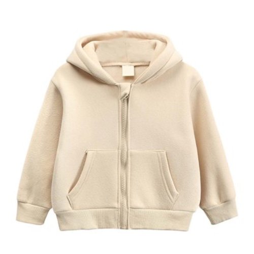 WOYY Infant Girls Casual Hoodie Solid Color Zip Up Pocket Jacket Long Sleeve Hooded Sweatshirt