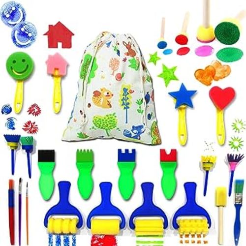 Art & Craft Painting Drawing Tools Mini Flower Sponge Brush Set Fun Kits Early DIY Learning