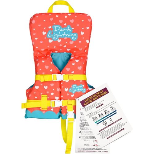 Dark Lightning USCG Approved Infant Life Jacket 0-30 lbs, Swim Vest for Baby/Toddlers 1-3 Year Old 20-30 lbs,Toddler Floaties for Pool Swimming,Boating,Beach,Puddle