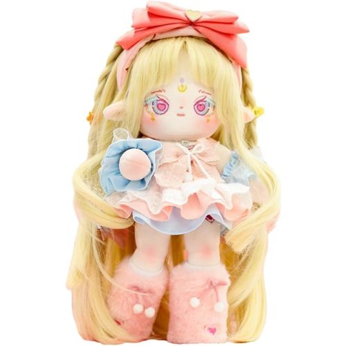 CALEMBOU Plush Doll, 30 cm Cotton Dolls with Skeleton, Soft Anime Plush Dress Up Dolls, Kawaii Stuffed Toys Gift Come with Doll Clothes