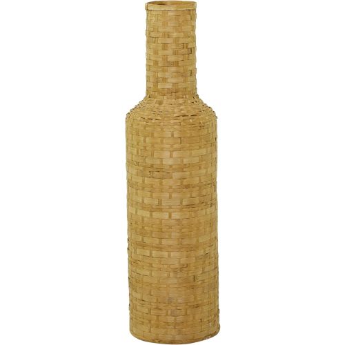 Deco 79 Bamboo Wood Decorative Vase Tall Woven Floor Centerpiece Vase, Vase for Home Decoration 8" x 8" x 30", Brown