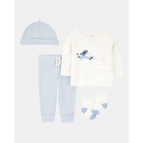 Baby 4-Piece Airplane Print Outfit Set - Blue | Carter's