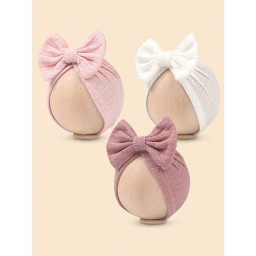 3pcs/Pack Newborn Bow Beanie Hats | SHEIN