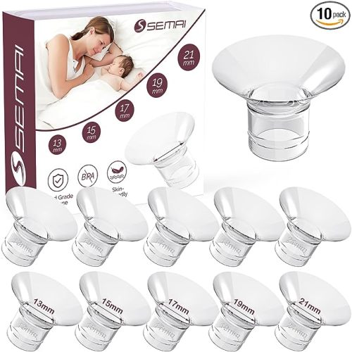 Flange Insert 10PCS 13/15/17/19/21mm for Momcozy S9/S9pro/S10/S12/S12pro/Medela/Tsrete/Spectra/Bellababy etc 24mm Wearable Breast Pump, Reduce 24mm Tunnel Down to Other Correct Size
