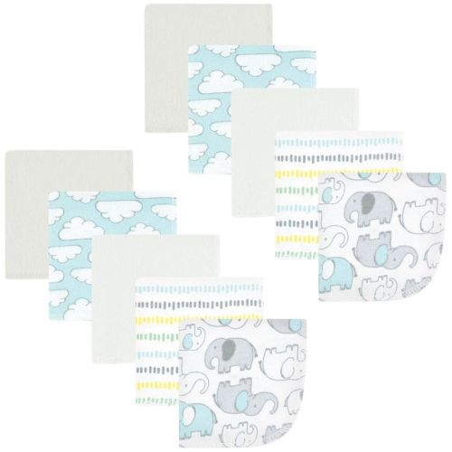 Hudson Baby Flannel Washcloths, Neutral New Elephant 10Pk, One Size