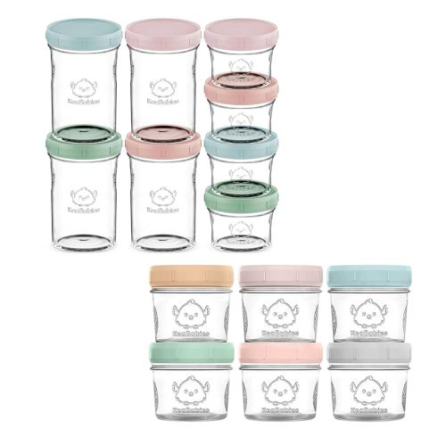 KeaBabies 4pk 8oz & 4pk 4oz Glass Baby Food Containers and 6-Pack Baby Food Glass Containers - Leak-Proof, Microwavable Small Baby Glass Jars with Lids - 4 oz Leak-Proof, Microwavable