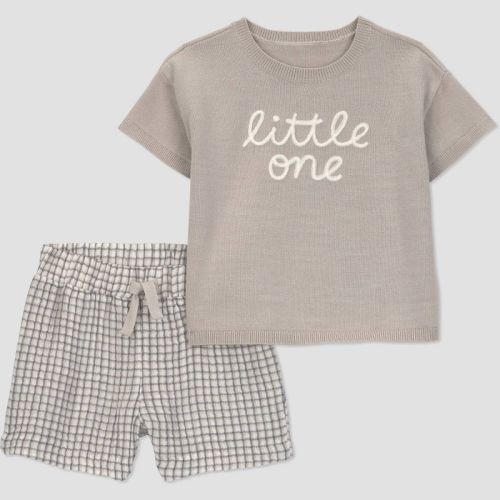 Carter's Just One You® Baby Boys' 2pc Little One Sweater T-Shirt and Shorts Set - Brown Newborn