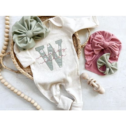 Personalized Baby Girl Romper and Hat Set Vintage Floral - Etsy