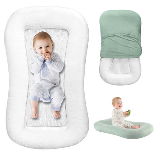 Gofinoday Baby Lounger Pillow for Newborn 0-12 Months, Portable Infant Nest with Removable Cover, Soft & Breathable Lounger for Baby Boys and Girls