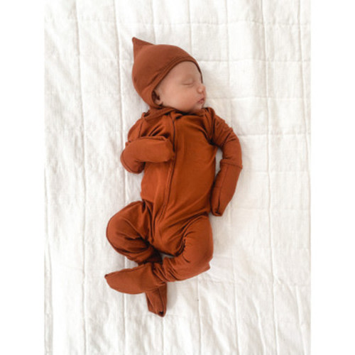 Tenth & Pine New Fit Bamboo Zipper Romper in Chestnut