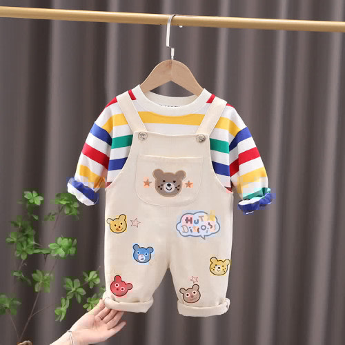 Baby 2-Piece Colorful Bear Lovely Overalls Set
