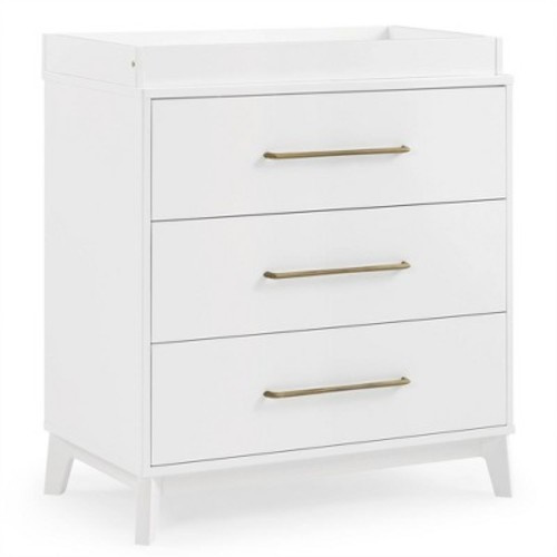 Delta Children Spencer 3 Drawer Dresser with Changing Topper, Color: Bianca White - Out of Stock